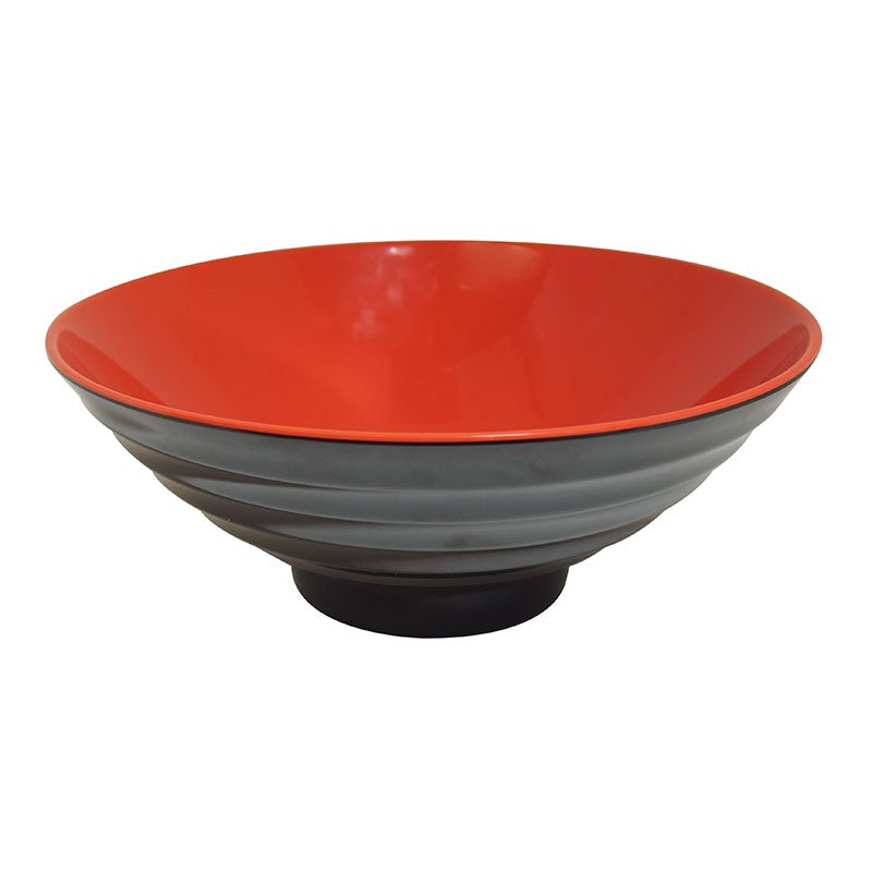 密胺碗 棱纹 红/黑 19.7X7.7cm