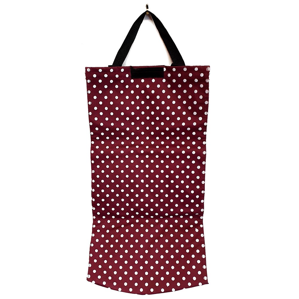 带圆点图案的手提包(栗色)