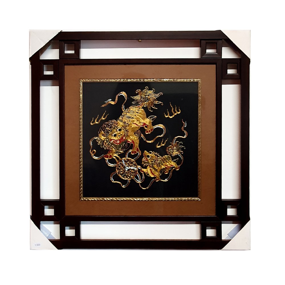 中式壁饰 530mmx530mm “双狮”双狮