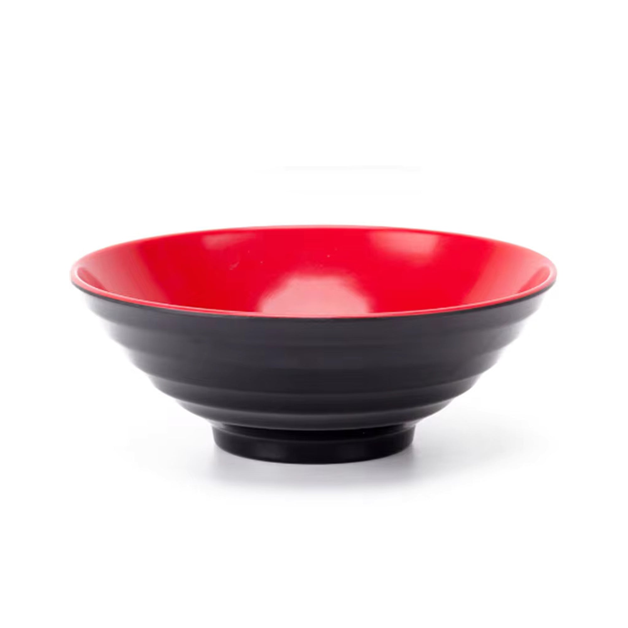 Melamine Ramen Bowl Ribbed Red/Black 22.5cmx6.8cm