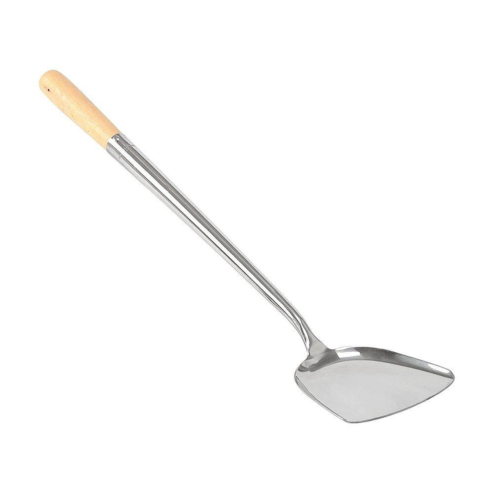 Stainless Steel Wok Spatula #1 Wooden Handle