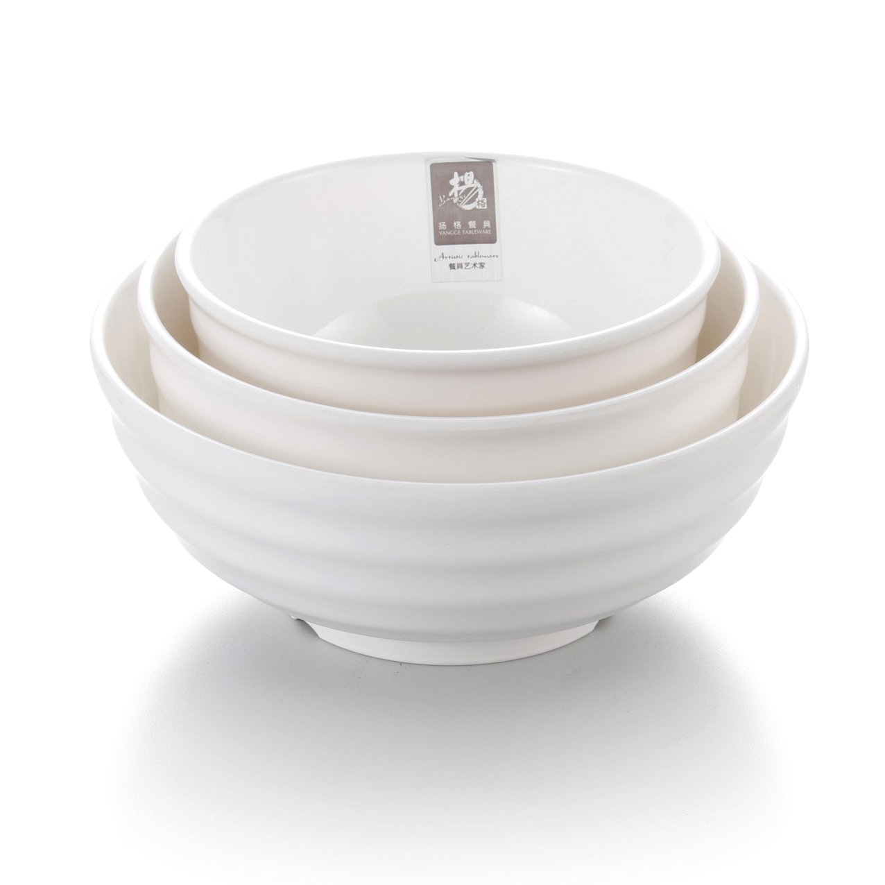 Melamine Ribbed Bowl White 8"