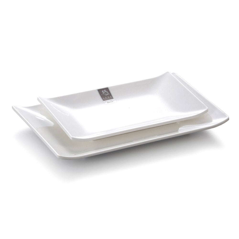 Melamine Rect Shallow Plate White 9''