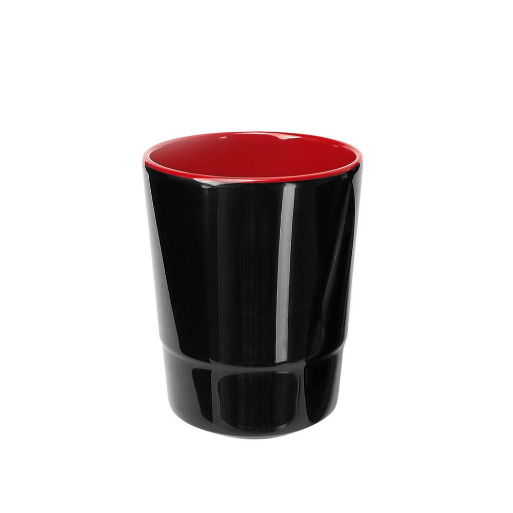 Melamine Tea Cup Tall Red/Black 7.2cmx9.4cm