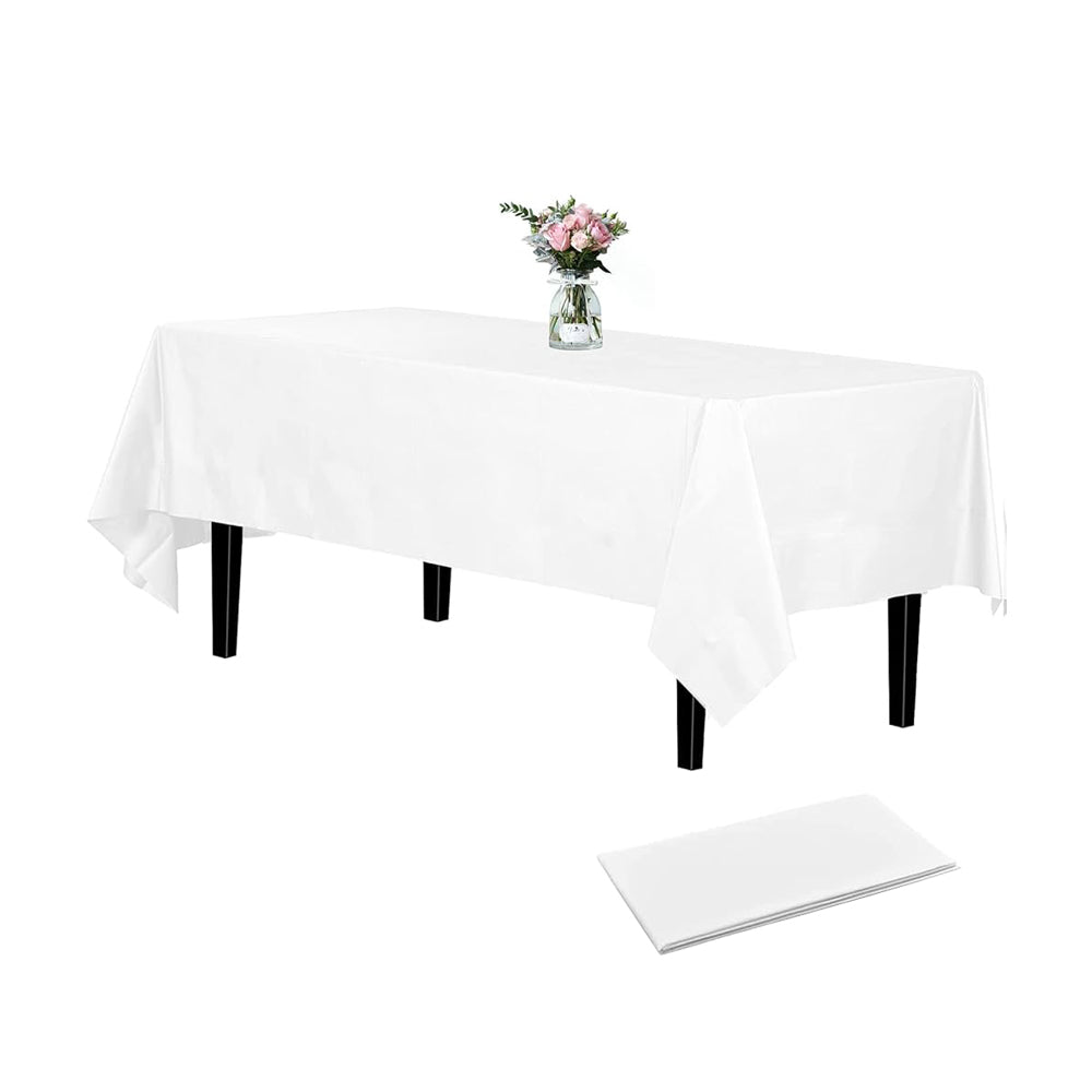 BBQ Plastic Table Cloth White 137cmx274cm