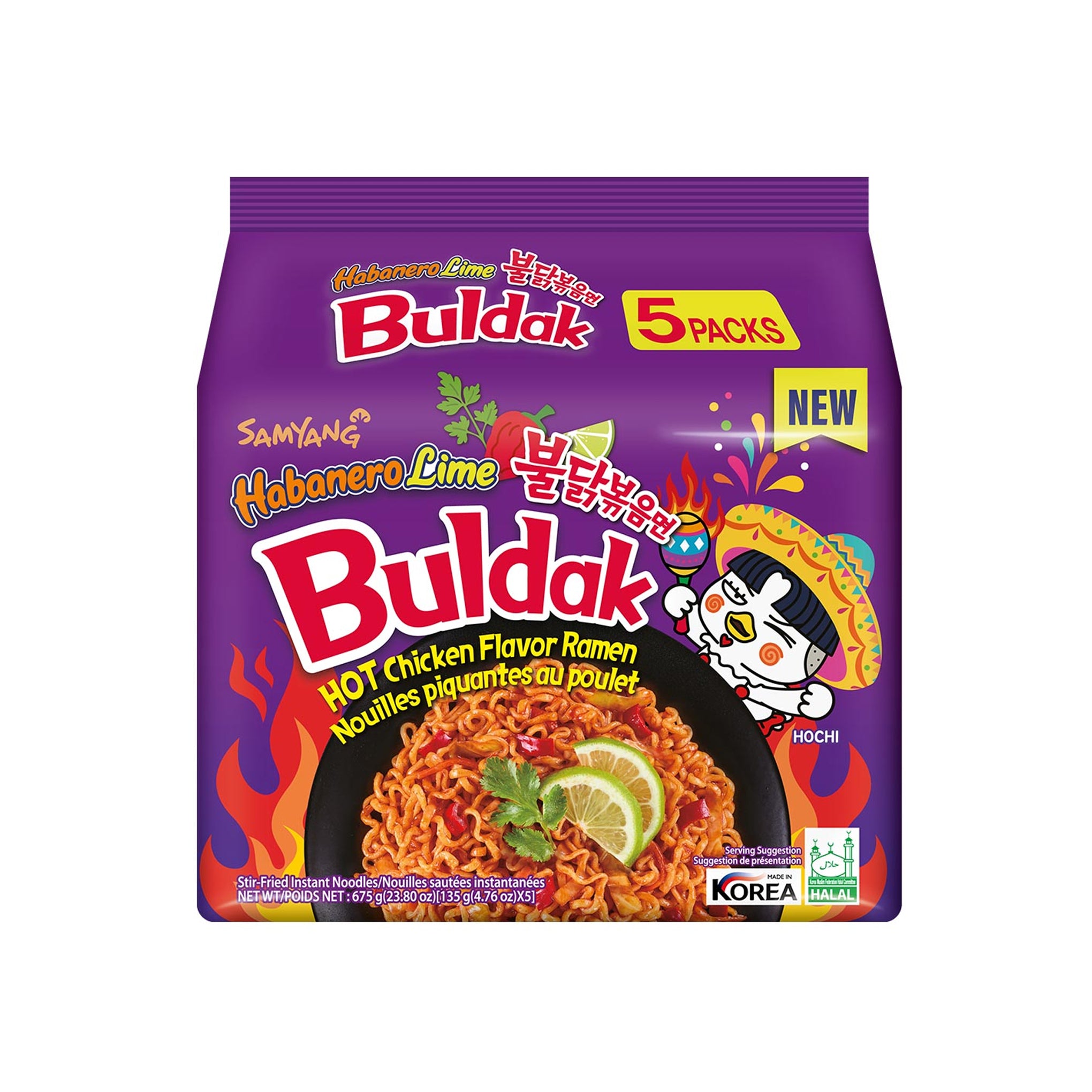 Buldak Hot Chicken Ramen Habanero Lime 5's x 120g