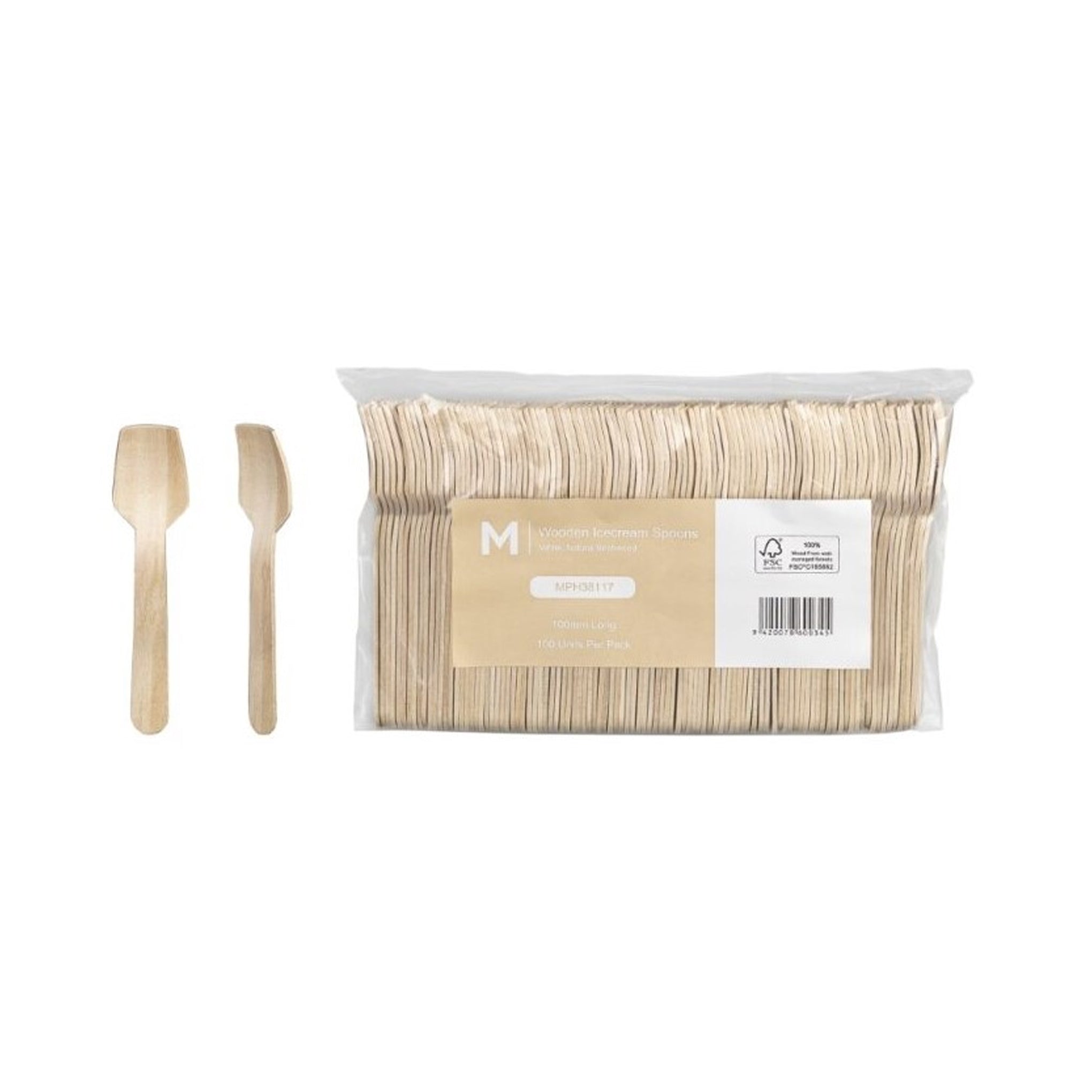 Disposable Wooden Ice Cream Spoon (Natural) 100pcs