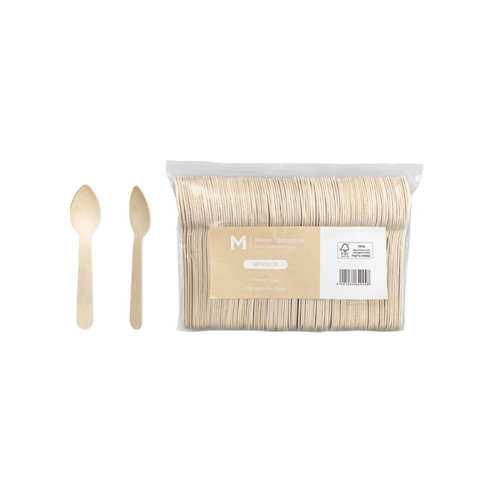Disposable Wooden Teaspoon (Natural) 100pcs