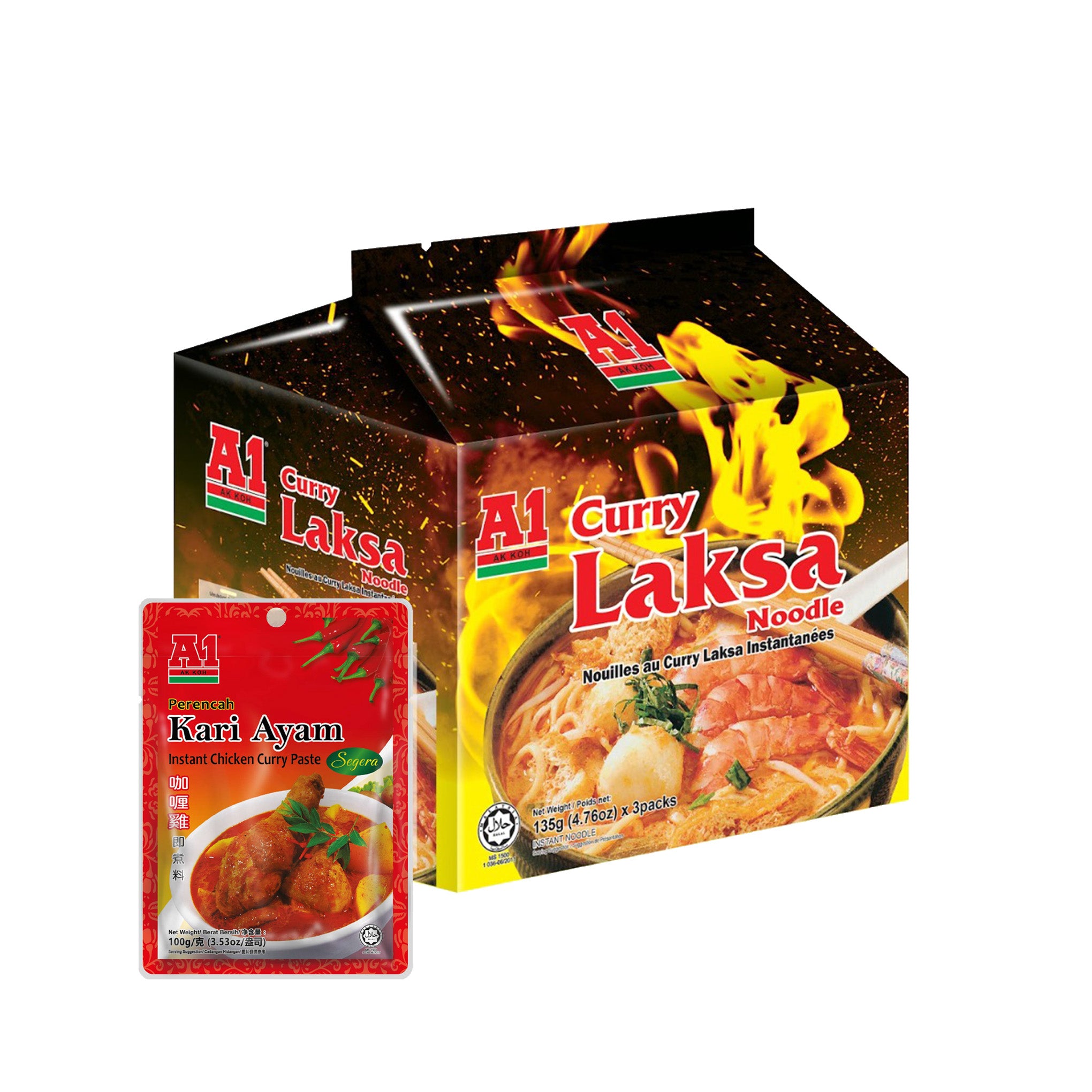 Curry Laksa Noodle Bundle 3's x 135g + FREE Chicken Curry Paste 100g