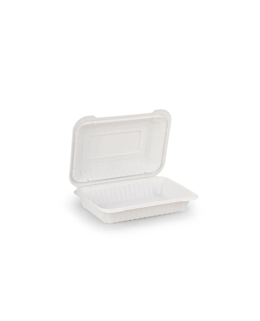 Biodegradable Plastic Container with Hinged Lid 9x6x2.5in