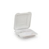 Biodegradable 3 Compartment Plastic Container with Hinged Lid 8x8x2.7in