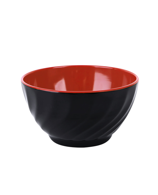 Melamine Swirl Ribbed Bowl (Red & Black)