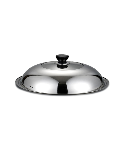 Shallow Glass Stainless Steel Wok Cover