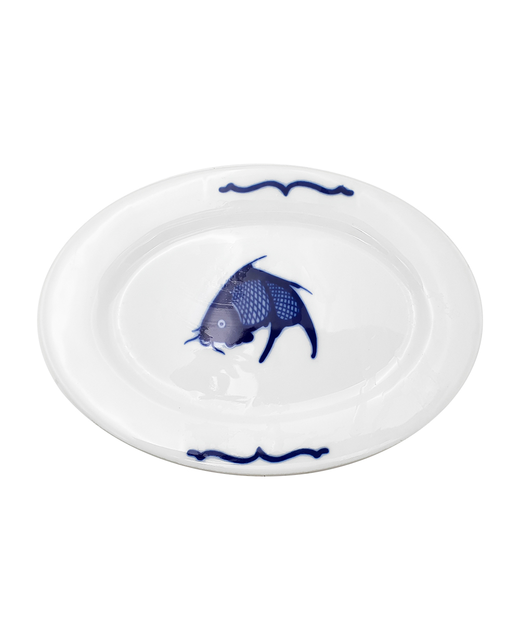 Crockery Oval Plate (Blue Carp)