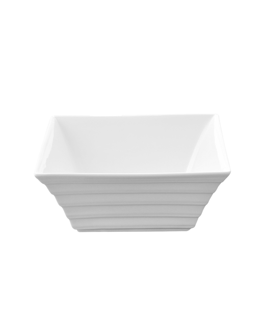 Crockery Square Ribbed Bowl (White)