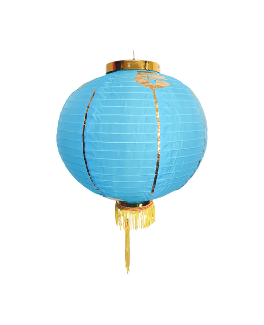Silk Round Lantern (Blue & Gold)