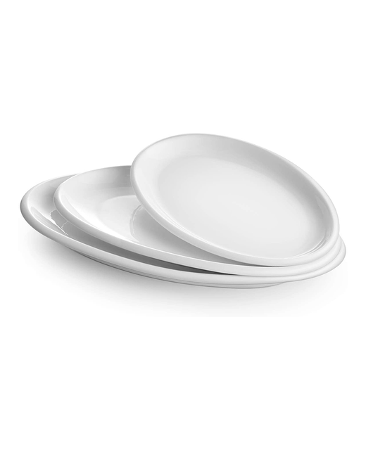 Crockery Thick Rim Oval Plate (White)
