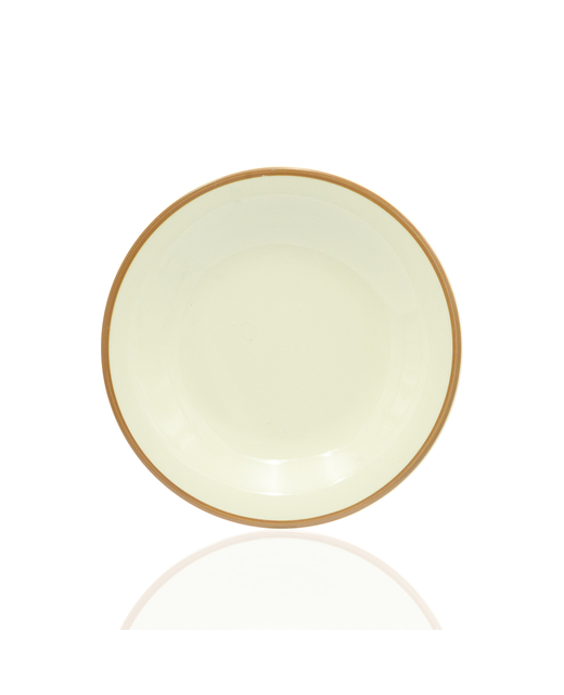 Crockery Deep Plate White (Brown Stripe)