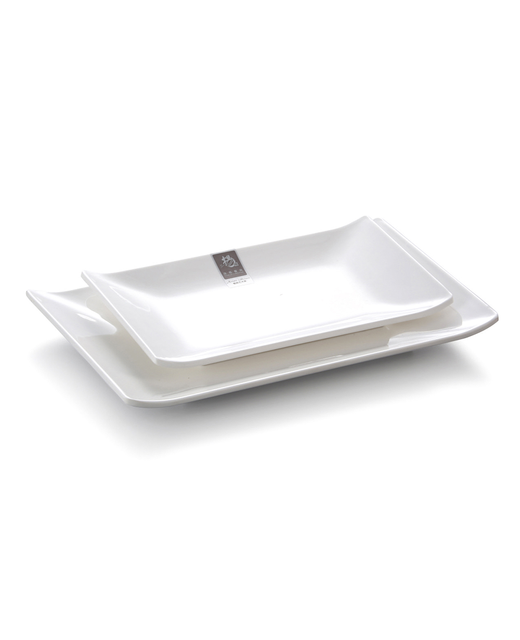 Melamine Rectangle Shallow Plate (White)