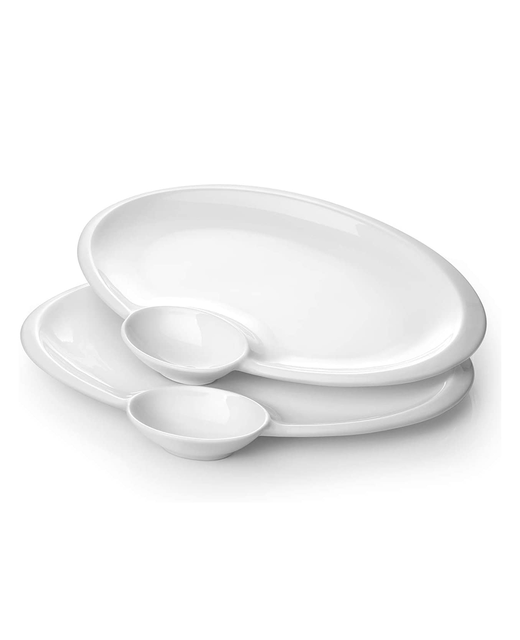 Crockery Round Egg Plate (White)